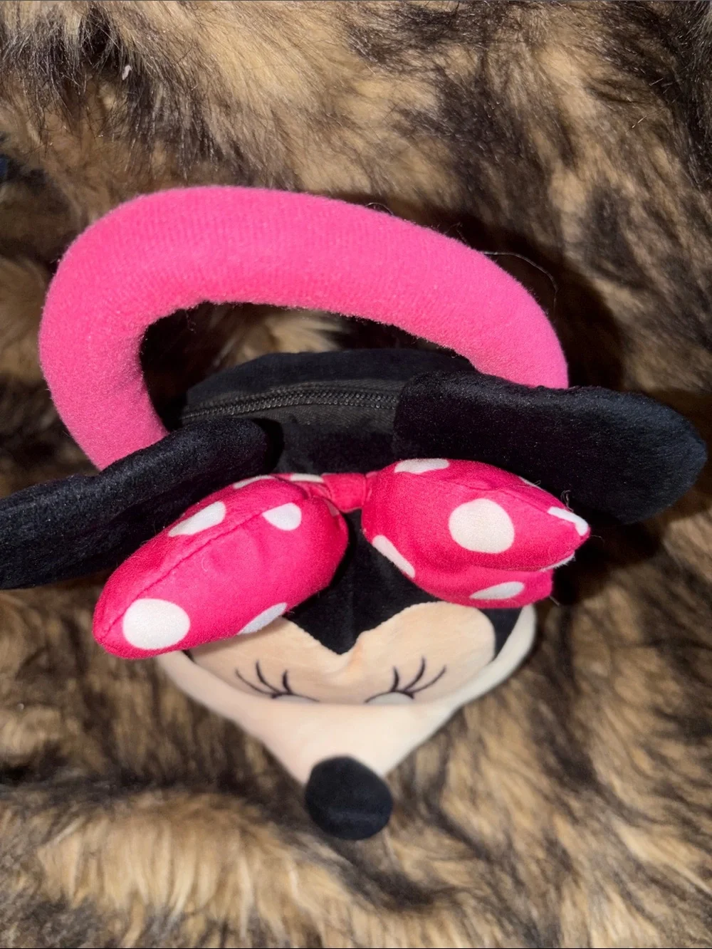 Disney Plush Minnie Mouse head girls teens zipper purse handbag Pink great gift
